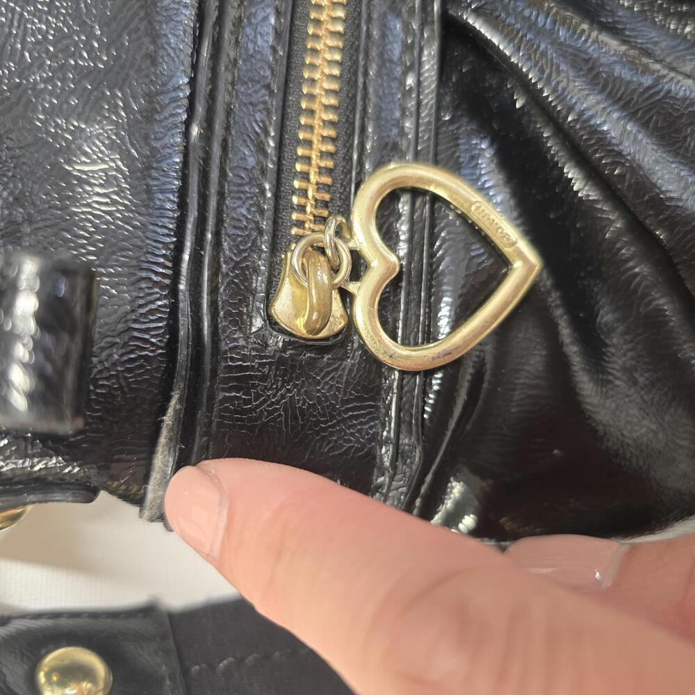 Coach Patent Leather Black Crossbody Bag with Heart Charm - Picture 3 of 5